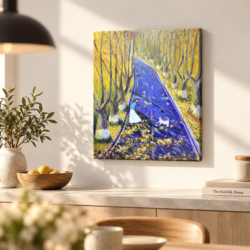 "Umbrella on Autumn Path", art mural sur toile, H 14 po x l 11 po, Gallery Wrapped