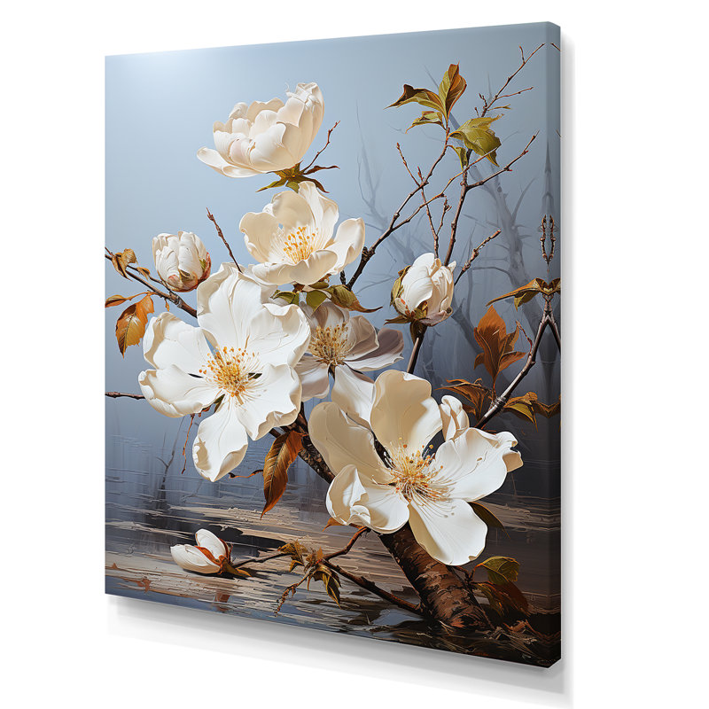 Perle de magnolia blanc dans un jardin ensoleillé IV sur toile, Gold Picture Framed, H 40 po x l 30 po