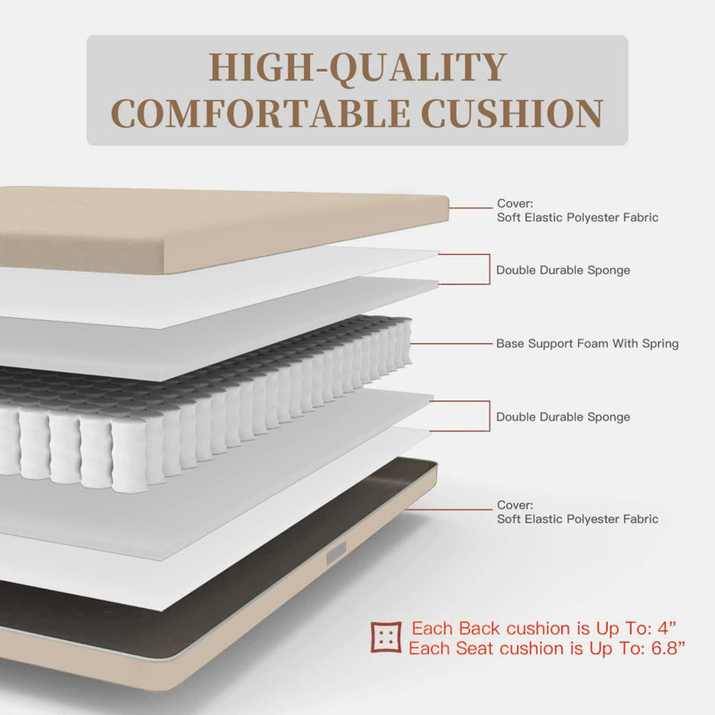 Outdoor Wicker Patio Furniture Sets 4 Pieces, All-Weather Aluminum Rattan Padded Sofa Patio Conversation Sets With 2 Pillows For Porch Deck Garden(Khaki