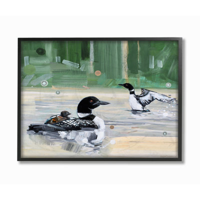 « abstract étang canards green yellow animal », reproduction d’art