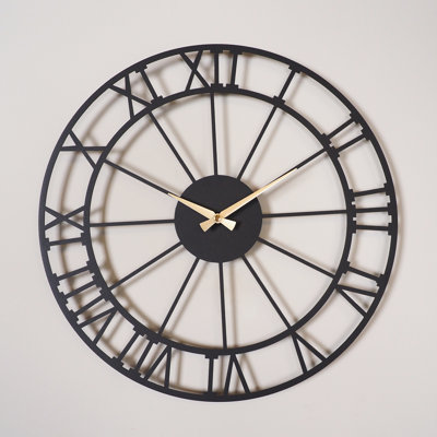 19" Metal Wall Clock with Roman Numerals