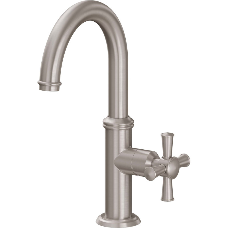 Miramar Single-Handle Bathroom Faucet, Satin Nickel, Cross Handle