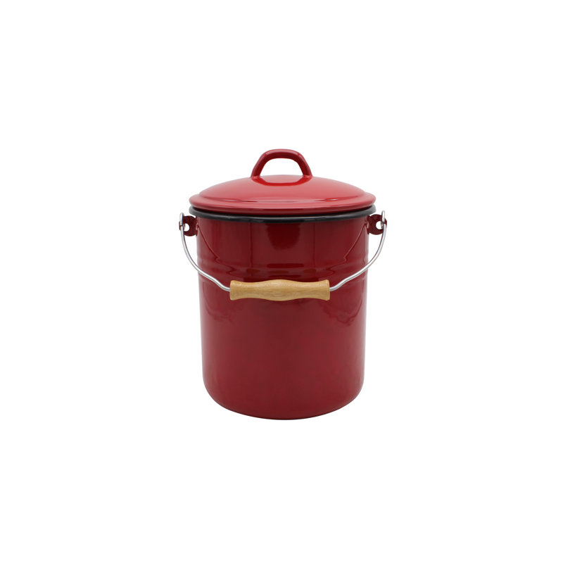Karl Krüger Mülleimer emailliert, Red, 5 Liter