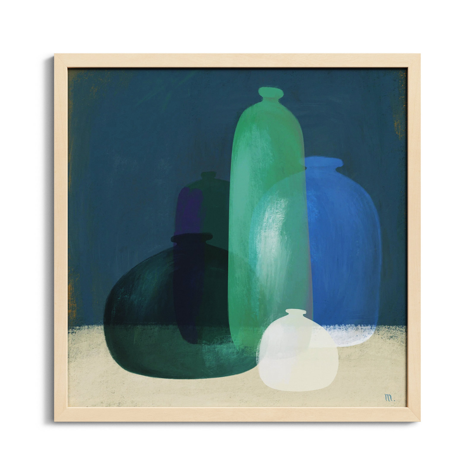 Murano Glass Vases Print, 36" H x 36" W x 1.25" D, Maple