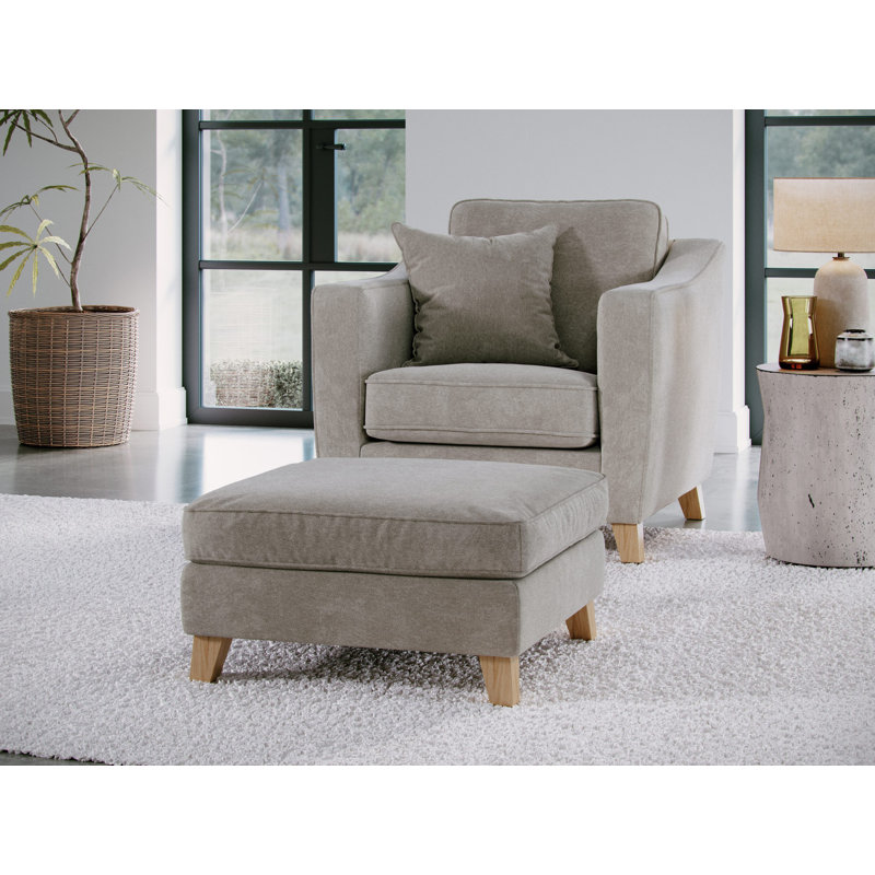 Stoystown 78cm Wide No Pattern Standard Ottoman, Beige
