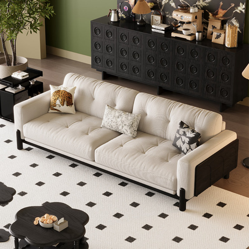 Retro Solid Wood Straight-layout Sofa
