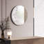 Miroir mural rond "Lunar Serenity" de 20 po avec embellissement de croissant de lune texturé en 3D