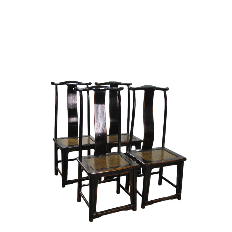 Asian Classic Solid Wood Dining Chair, Black