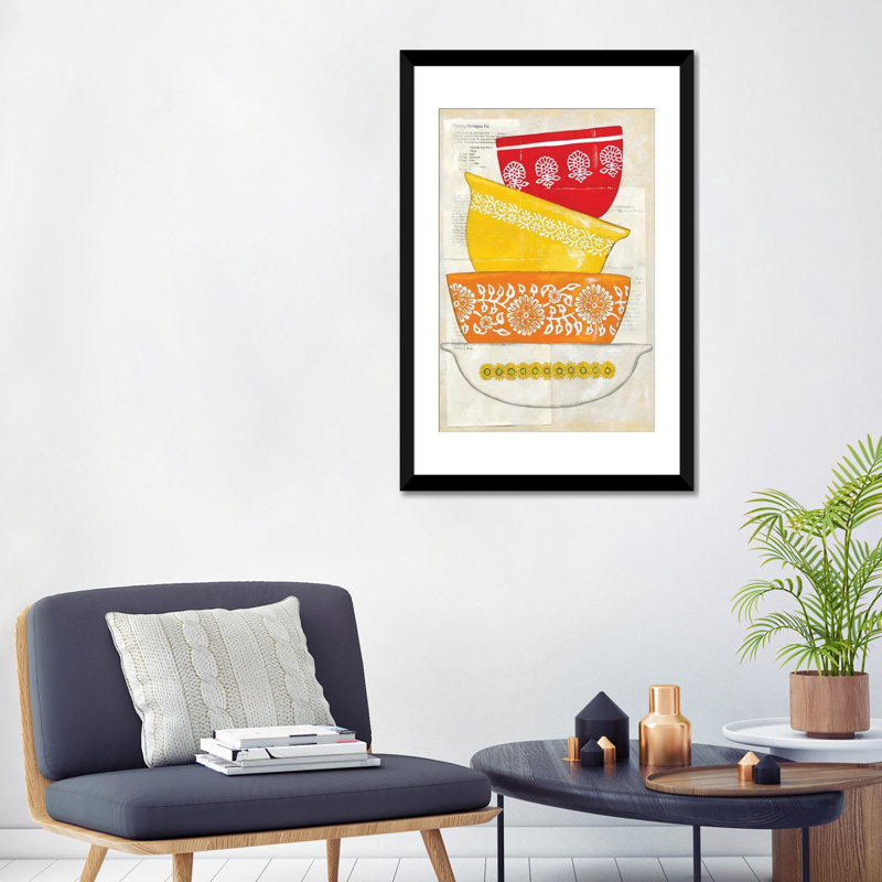 «Retro Ware I», impression sur toile, Papier d'art encadré noir, Blanc, H 24 po x l 16 po x P 1 po