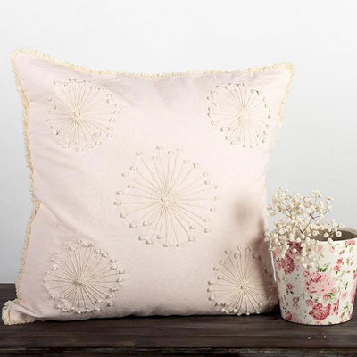 Housse de coussin à franges blanche