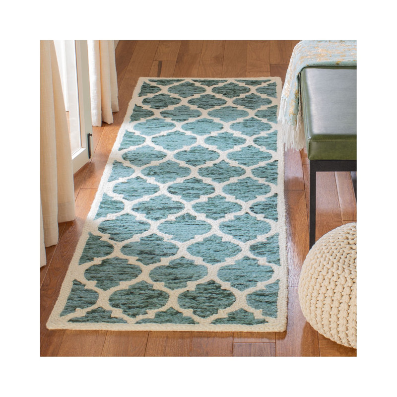 Bertok Hand Loomed Wool Geometric Rug, Runner 2'3" x 8'