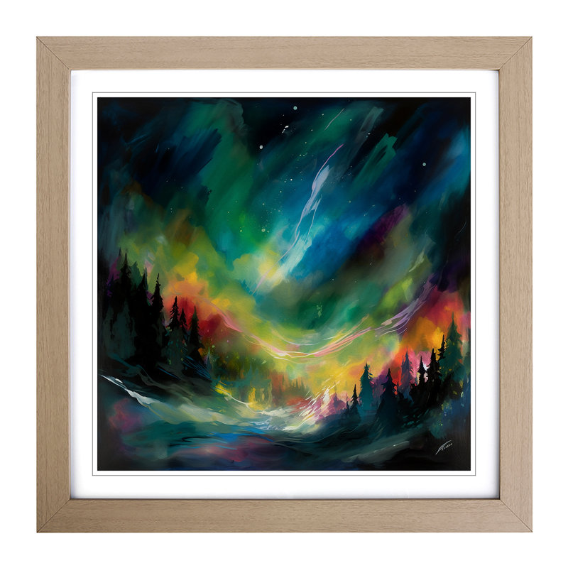 Northern Lights No.1 - Framed Print, Oak