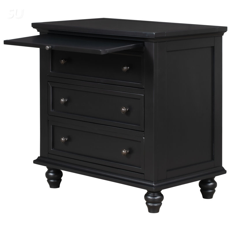 Commode décorative à 3 tiroirs en bois massif Gordonsville, Espresso