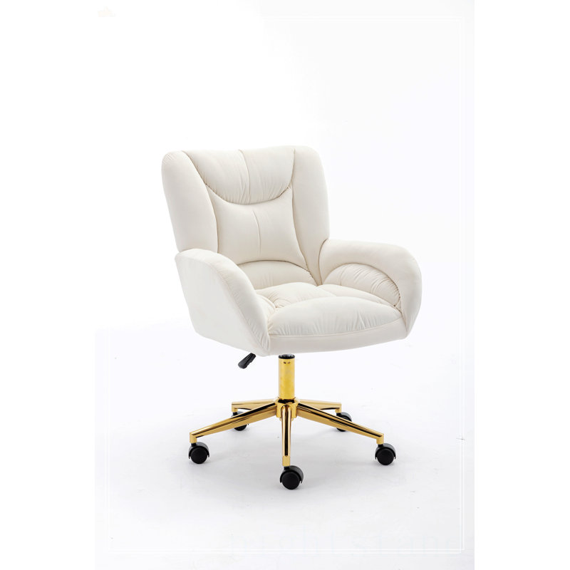 Jahnyla Upholstered Swivel Armchair, Ivory Velvet