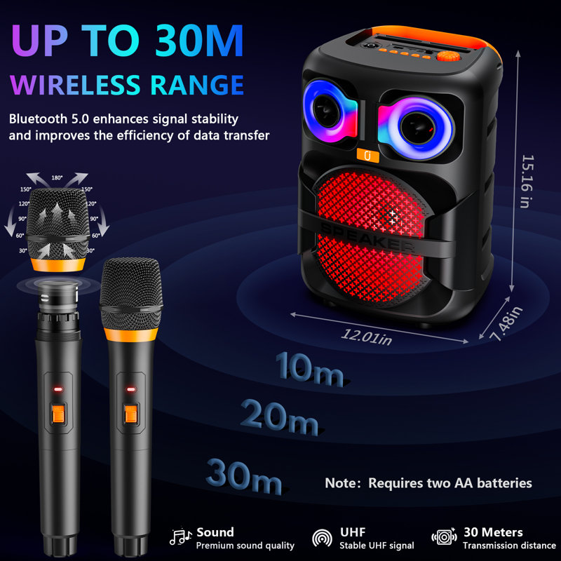 Machine à karaoké JYX +2 haut-parleur de microphone sans fil avec lumière RVB portable pour la fête / le mariage / la conversation / l'apprentissage, pour les adultes et les enfants, karaoké chantant en famille