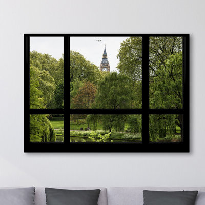 « window view st jamess park 1 », reproduction de photo sur toile tendue encadrée