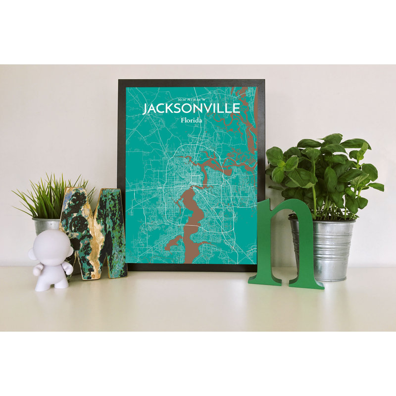 Jacksonville City Map - No Frame Print, 50.8cm H x 40.6cm W x 0.13cm D