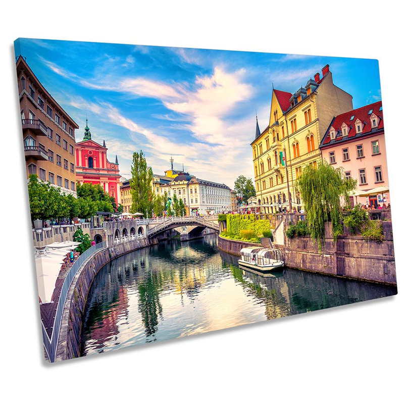 Ljublijana Slovenia City Framed - Wrapped Canvas Print, 30.5cm H x 45.7cm W x 2cm D
