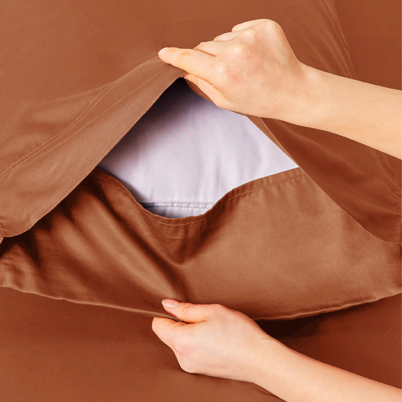 Essential Collection Cooling Rayon Derived from Bamboo Sheet Set, Burnt Orange, Full Sheet Set with 2 Pillowcases