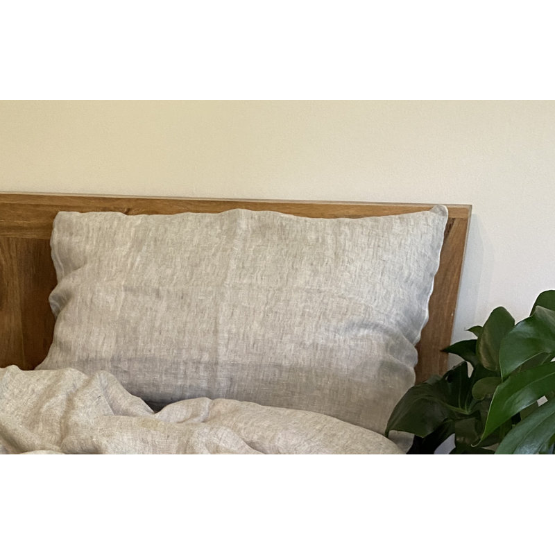 100% Linen Solid Colour Duvet Cover Set with Pillowcases, Grey