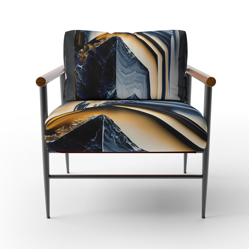 Crillon - Fauteuil d'appoint rembourré en marbre, Noir, noir, noir, noir