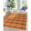 Yellow Flat Weave Wool Tartan Kilim Geometric Modern Contemporary Carpet Rug-1515427807