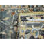 Tapis oriental 2 pi x 3 pi 3 po bleu, jaune, motif persan Abrash, 100% laine, rasé à poils courts, velours nul, tapis oriental noué à la main, mat, échantillon