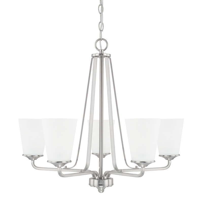 Lustre classique à 5 lumières ombrées Hakeem, Nickel brossé