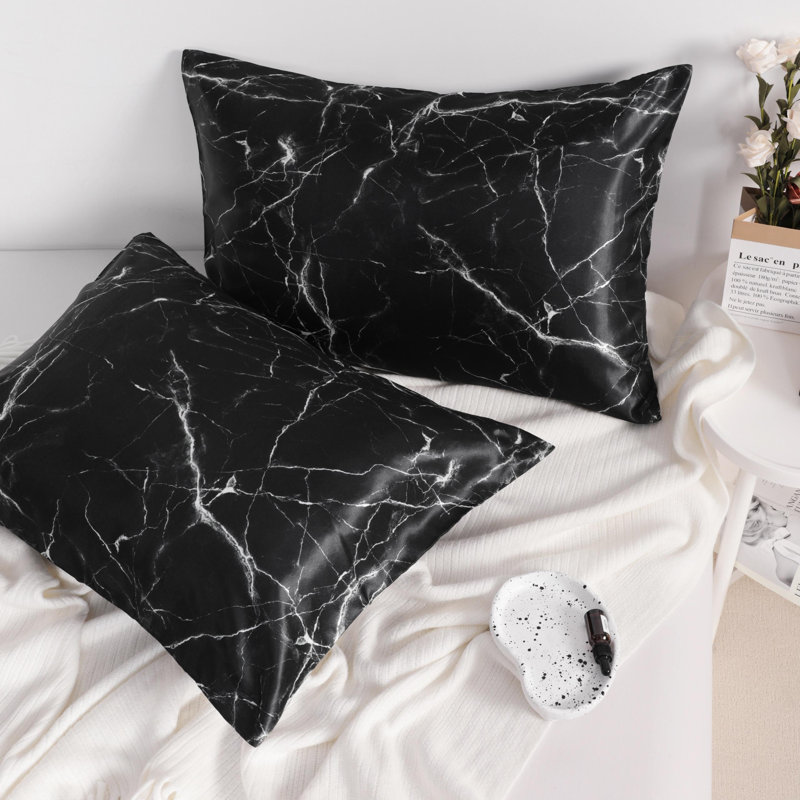 Paquet de 2 taies d'oreiller en satin pour cheveux et peau, luxueuses et soyeuses avec fermeture à enveloppe