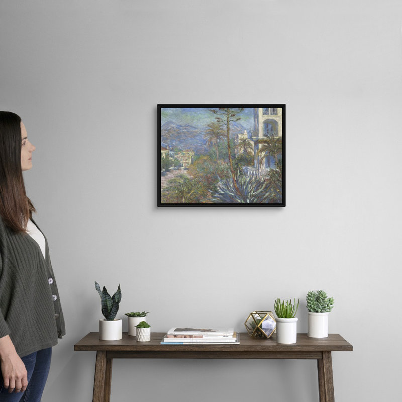 «Villa at Bordviera, 1884» par Claude Monet, reproduction d'art sur toile, H 18 po x l 22 po x P 1,75 po, Cadre flottant noir