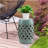 Outsunny 13" X 18" Ceramic Garden Stool With Woven Lattice Design & Glazed Strong Materials Decorative End Table, Antique Blue