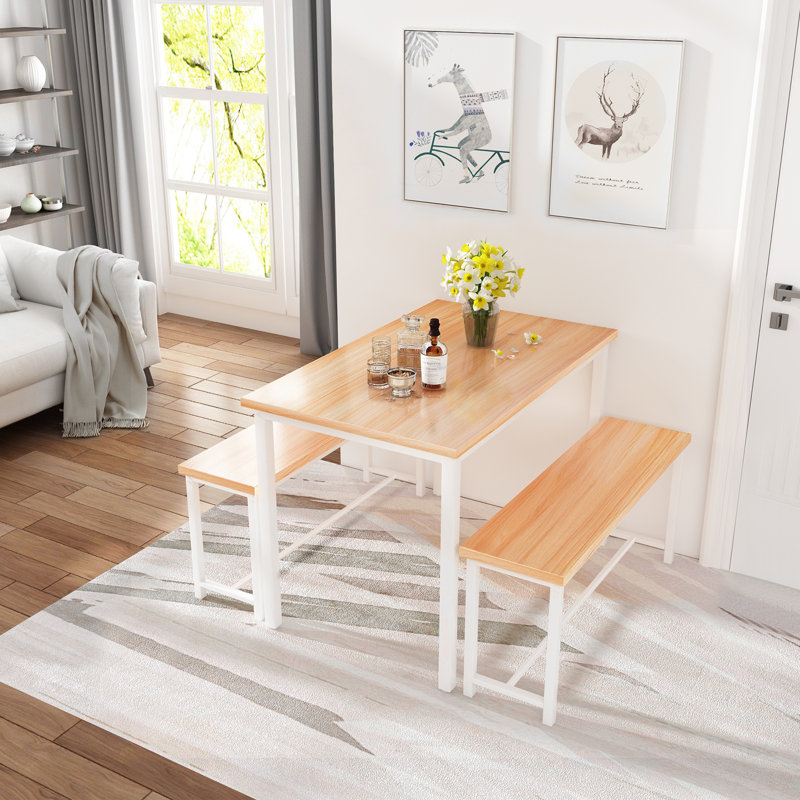 Blomkest 4 - Person Four Leg Dining Set, Beige/White, White, Beige