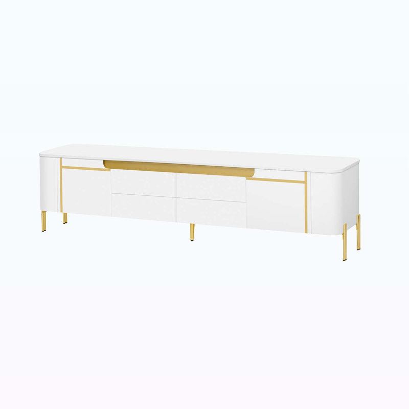 Console de 74,8 po pour téléviseur de 80 po ou moins, Blanc / Doré, Blanc