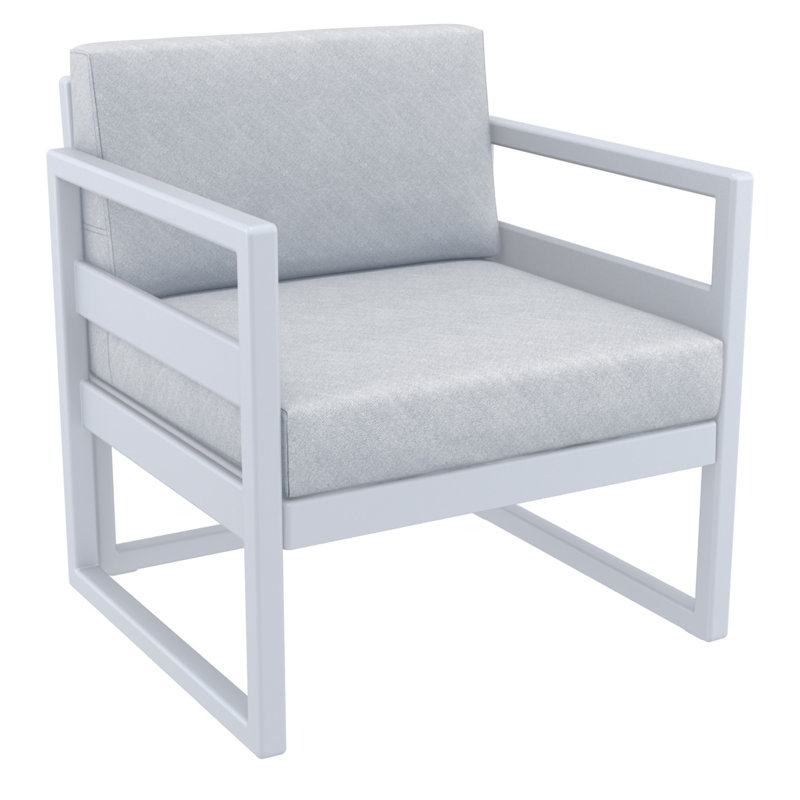 Chaise de patio avec coussins Lane, Argent / gris, Toile granit Sunbrella®