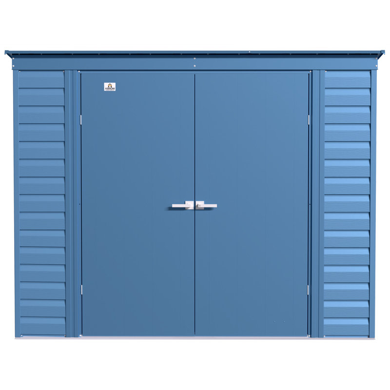 Remise en acier Select, 8 x 4, bleu gris, Bleu gris
