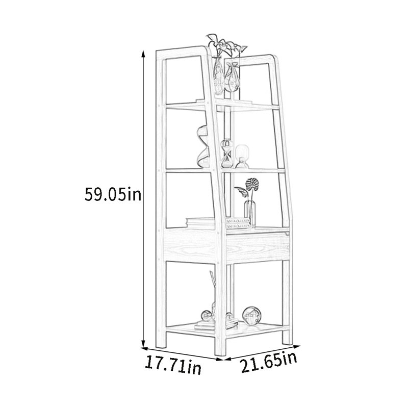 Multi - layer Solid Wood Plant Stand with Drawer