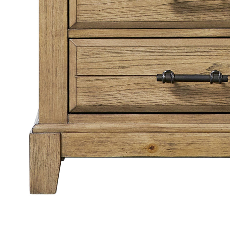 Table de chevet en bois à 2 tiroirs 28 po avec plateau coulissant Caramel Farmhouse, Caramel