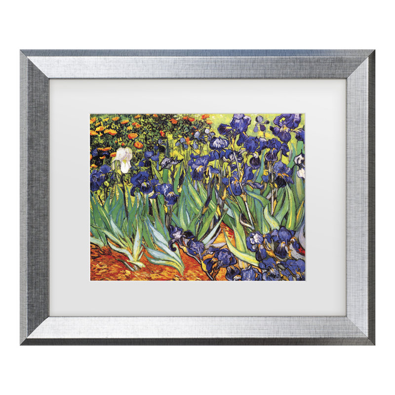 «Irises At Saint Remy» par Vincent Van Gogh, H 19,5 po x l 23,5 po x P 0,75 po, Argent