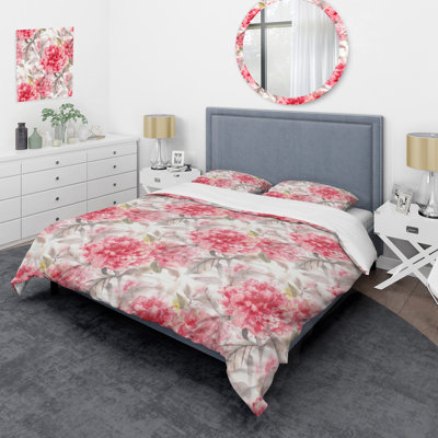 Ensemble de housse de couette Watercolor Pink Flowers - Cabin & Lodge