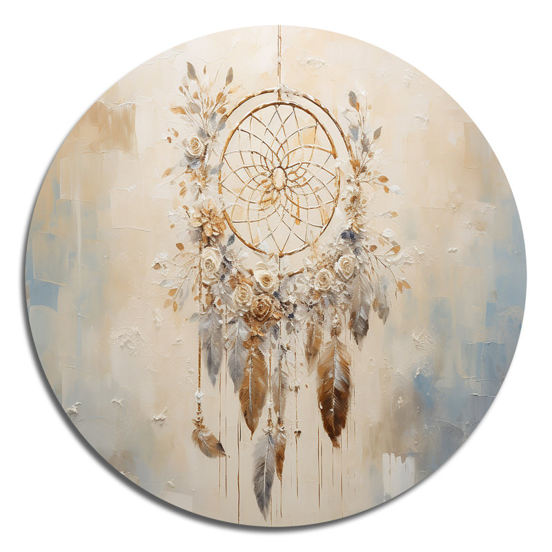 Capteurs de rêves beige et gris, H 16 po x l 16 po