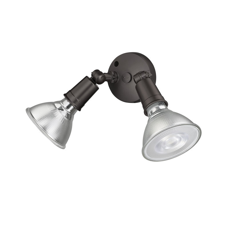 2 - Head Hardwired Outdoor Security Flood Light, Powder Coated Bronze
