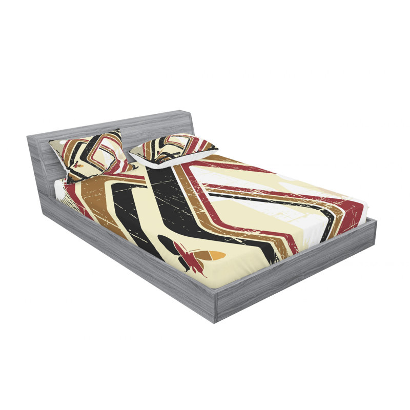 Microfiber Abstract Sheet Set, Queen Sheet Set with Fitted Sheet