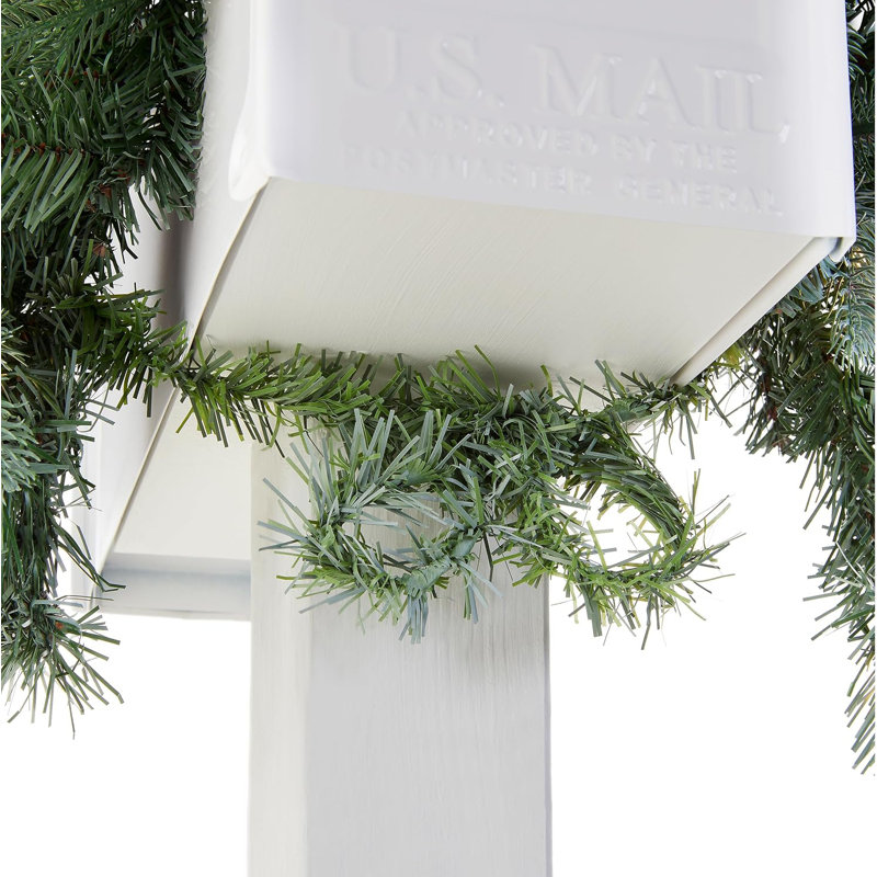 The Holiday Aisle® 36 in. Frosted Arctic Spruce Mailbox Swag with LED Lights