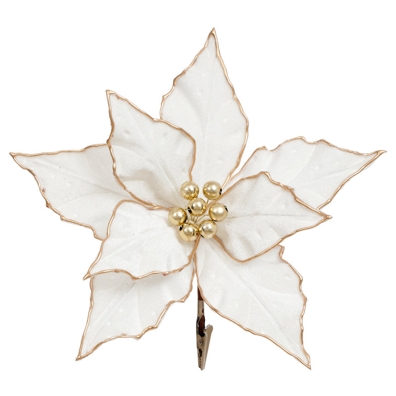 Glitter Poinsettia, 9.5 Inches, Ivory