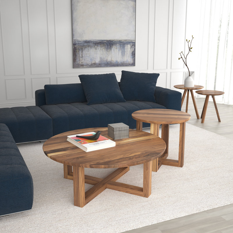 Tables gigognes en bois de frêne, H 19 po x l 18 po x P 18 po, Cacao