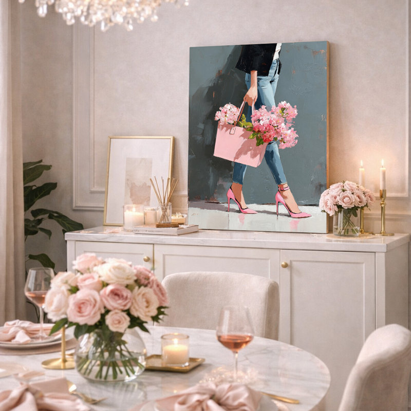 Pink Bloom Walk Wrapped Canvas Wall Art, 24"W x 36"H x 1.5"D