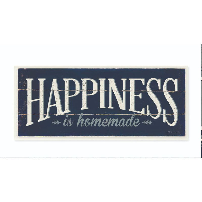 «Happiness Family Home Inspirational Word Textured Wood Design», impression sur toile, H 7 po x l 17 po x P 0,5 po