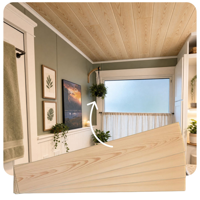 Planches de plafond en mousse et bois collé 39 po x 6 po, Chêne Naturel