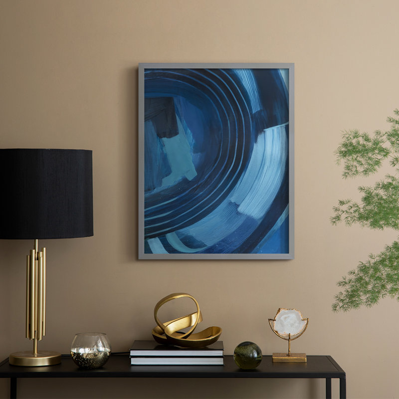 «Blue Sighs I», reproduction encadrée - bois massif, H 11 po x l 9 po, Cadre gris