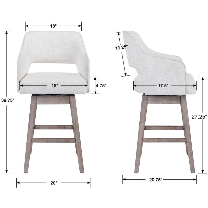 Elser Swivel Counter Stool, Washed-Out, Beige